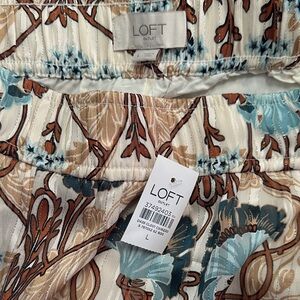 LOFT Floral Maxi Skirt in Cream and Blue